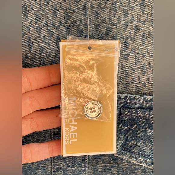 Michael Kors Logo Jacquard Stretch Denim Dress Blue Wash 2 Nwt $255 MISSING Belt - Picture 2 of 6